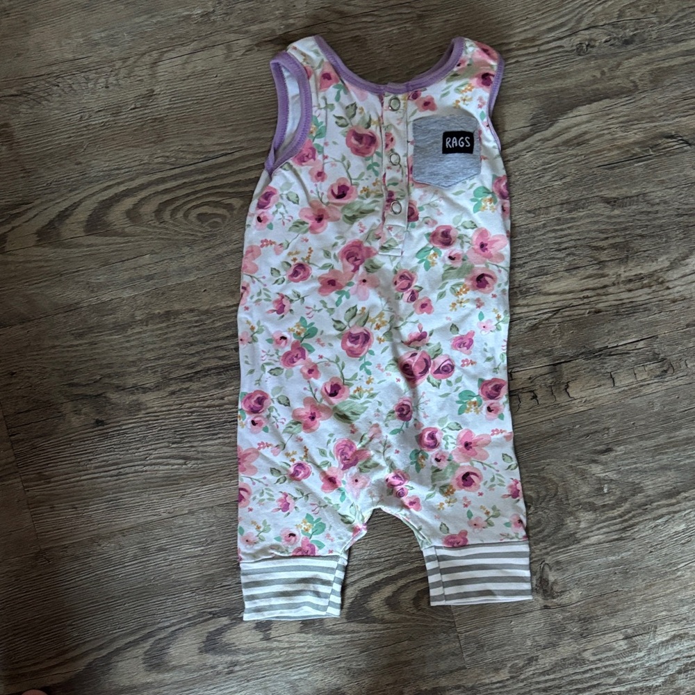 Rags to Raches Floral Bodysuit - Pink and White